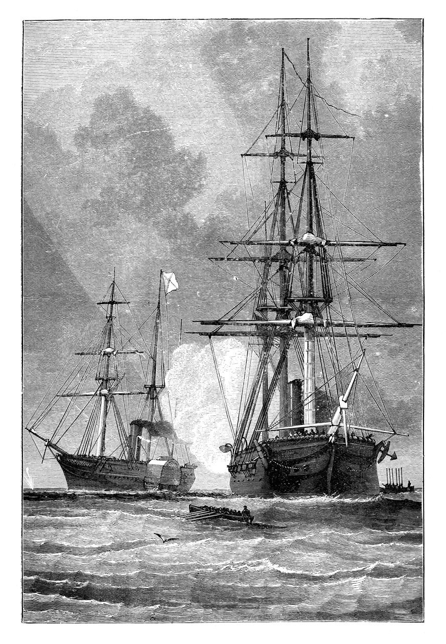 Die San Jacinto stoppt die Trent, 1861 von Unbekannt