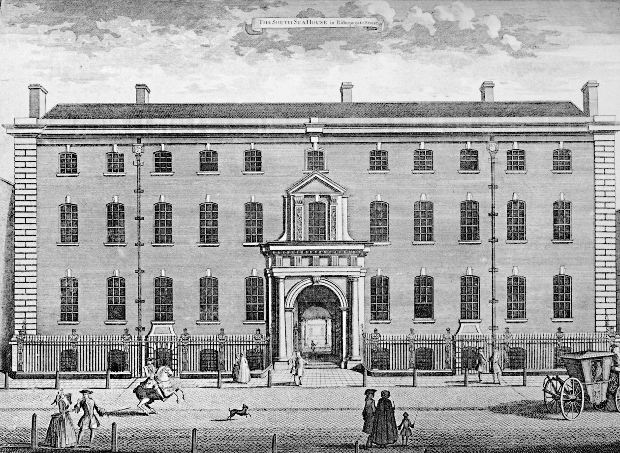 Das South Sea House im Jahr 1754, Mitte des 18. Jahrhunderts von Unbekannt