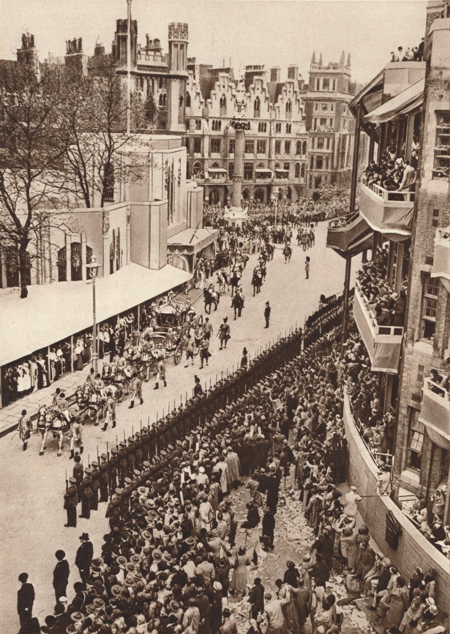 Die Staatskutsche verlässt die Westminster Abbey nach der Krönung von König George VI, 1937 von Unbekannt