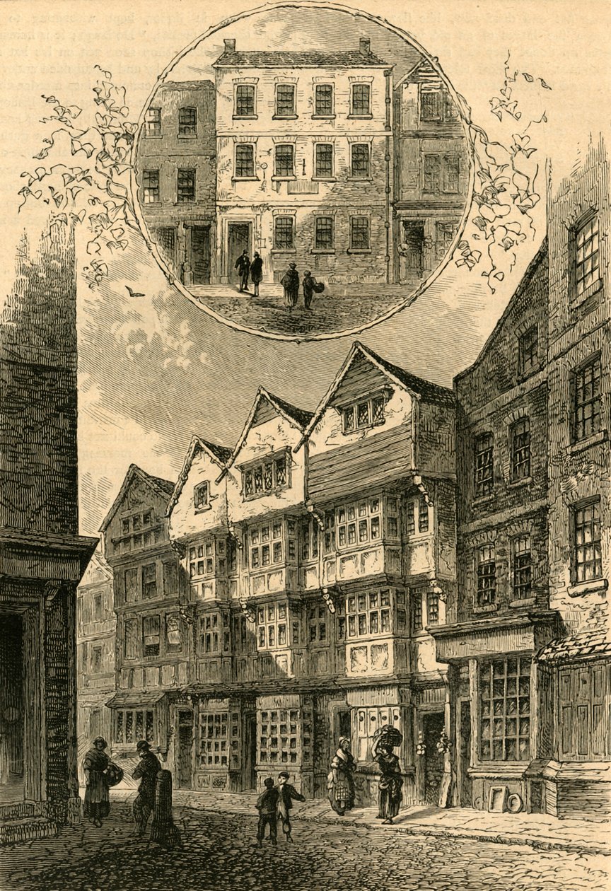 Die Trompete, später der Herzog von York, Shire Lane, 1778. Elias Ashmoles Haus, 1897 von Unbekannt