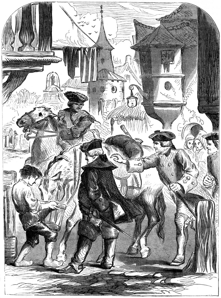 Die Verhaftung von Charles Belleisle in Elbingerode, Deutschland, 1744, 19. Jahrhundert von Unbekannt