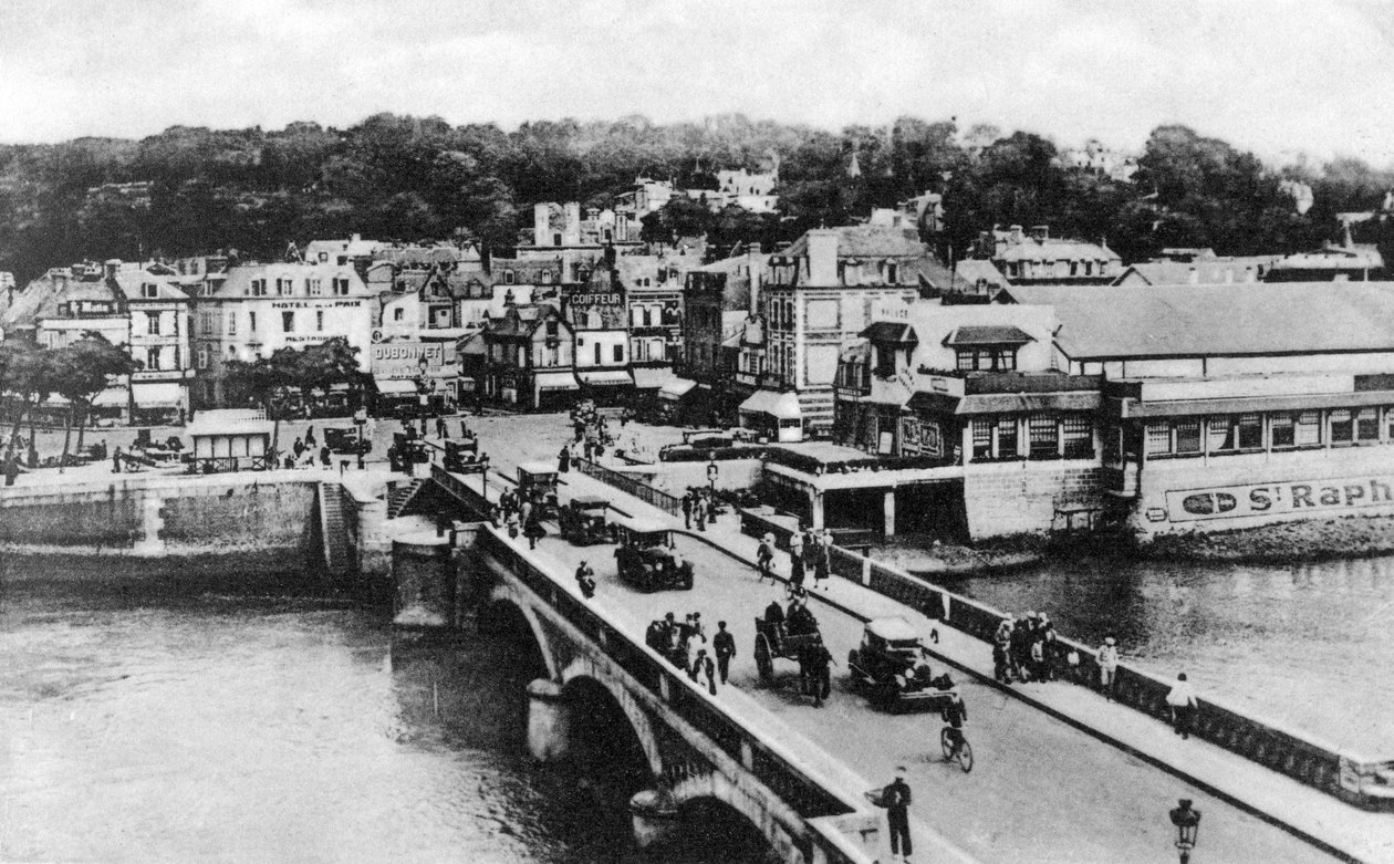 Die Brücke über den Fluss Touques, Trouville, Frankreich, ca. 1920er Jahre von Unbekannt