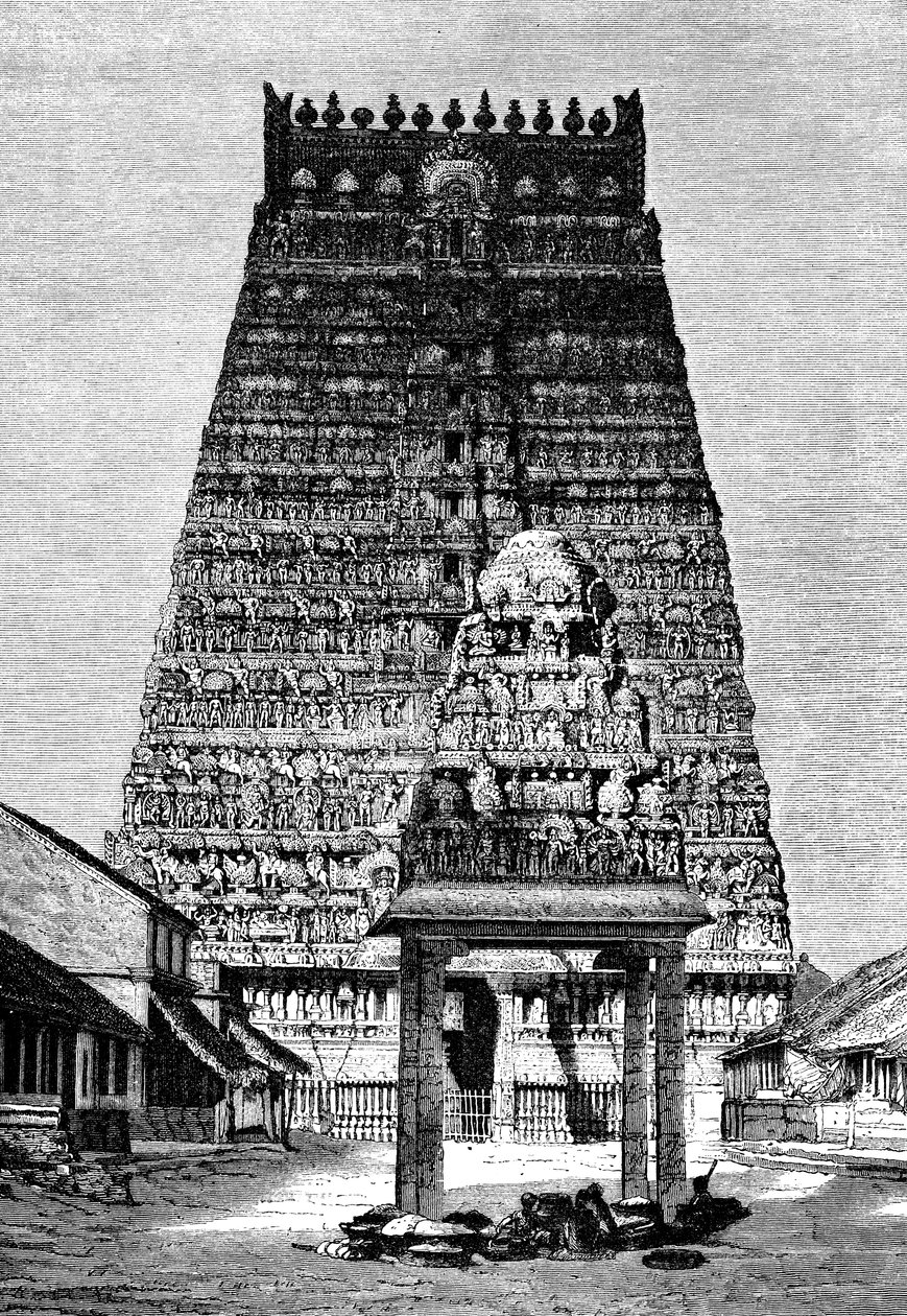 Das Hauptgopura des Tempels in Kumbakonam, Indien, 1895 von Unbekannt