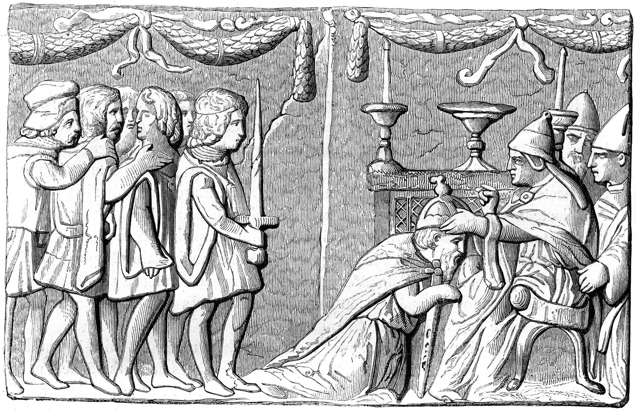 Die Krönung von Kaiser Sigismund 1368-1437 durch Papst Eugen IV, 15. Jahrhundert 1849 von Unbekannt