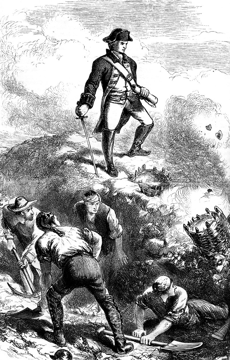 Die Verteidigung von Breeds Hill, Prescott im Redoubt, 1775 von Unbekannt