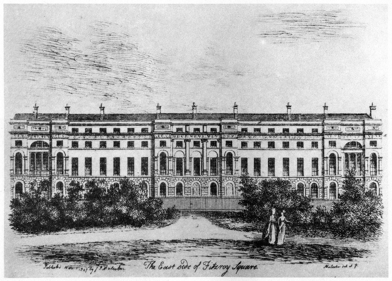 Die Ostseite des Fitzroy Square, London, 1807 von Unbekannt