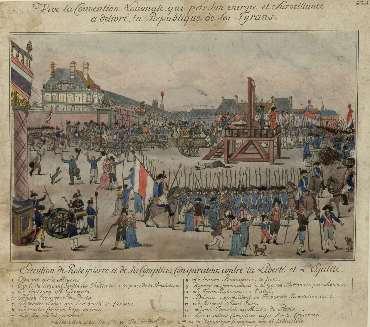 Die Hinrichtung von Robespierre und seinen Anhängern am 28. Juli 1794 von Unbekannt