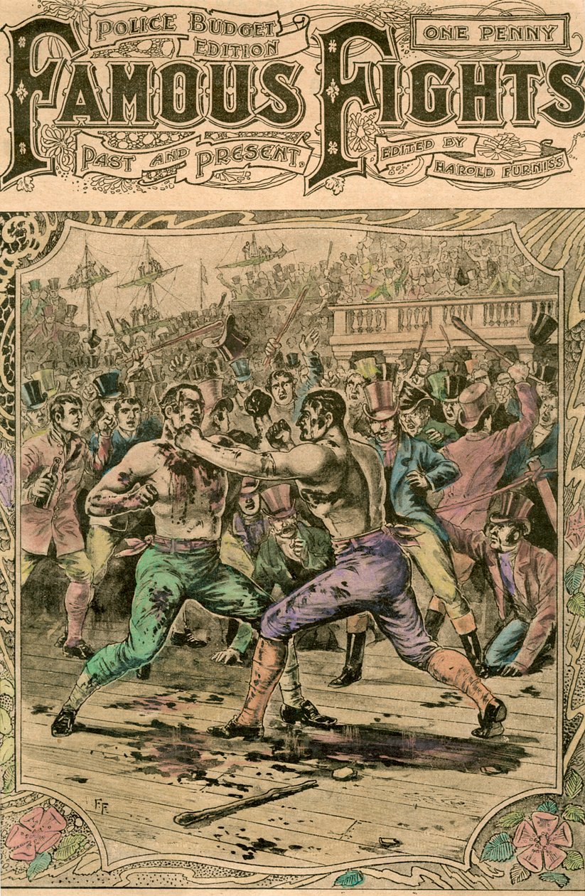 Der erste Kampf zwischen Tom Spring und Jack Langan, 1824, spätes 19. oder frühes 20. Jahrhundert von Unbekannt