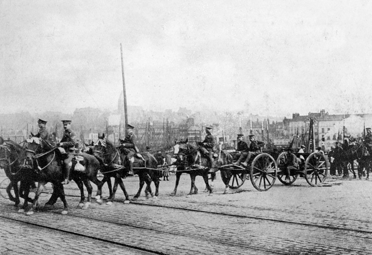 Die ersten Einheiten des britischen Expeditionskorps in Boulogne, Nordfrankreich, 1914 von Unbekannt