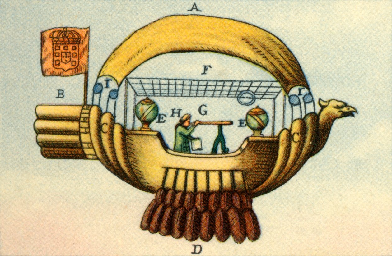 Das fliegende Schiff von Bartolomeu de Gusmao, um 1709, 1932 von Unbekannt