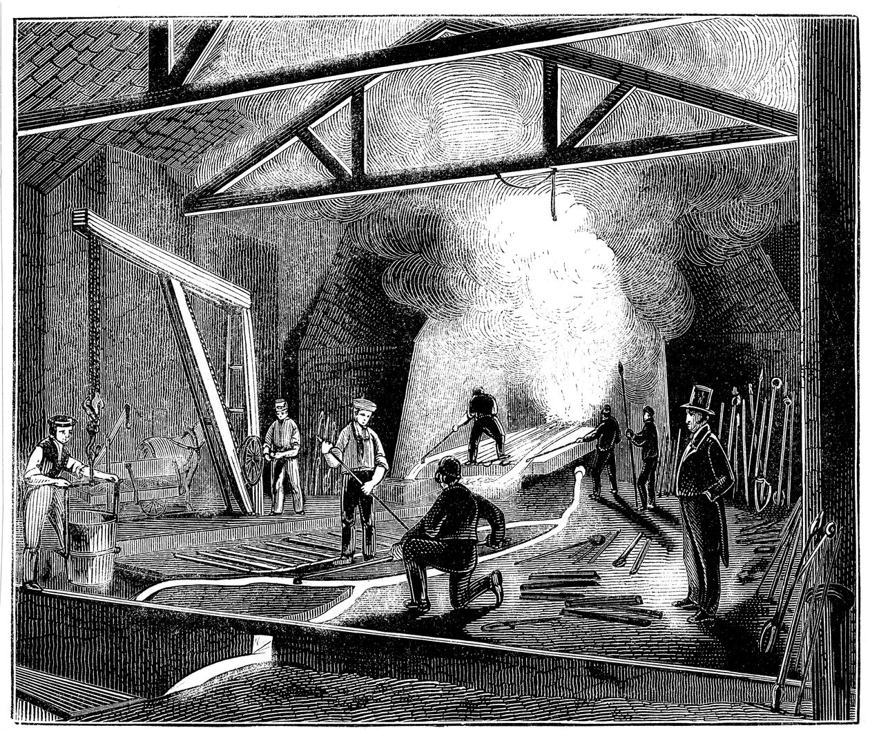 Die Gießerei oder das Gießhaus, Butterley Eisenwerke, Derbyshire, 1844 von Unbekannt