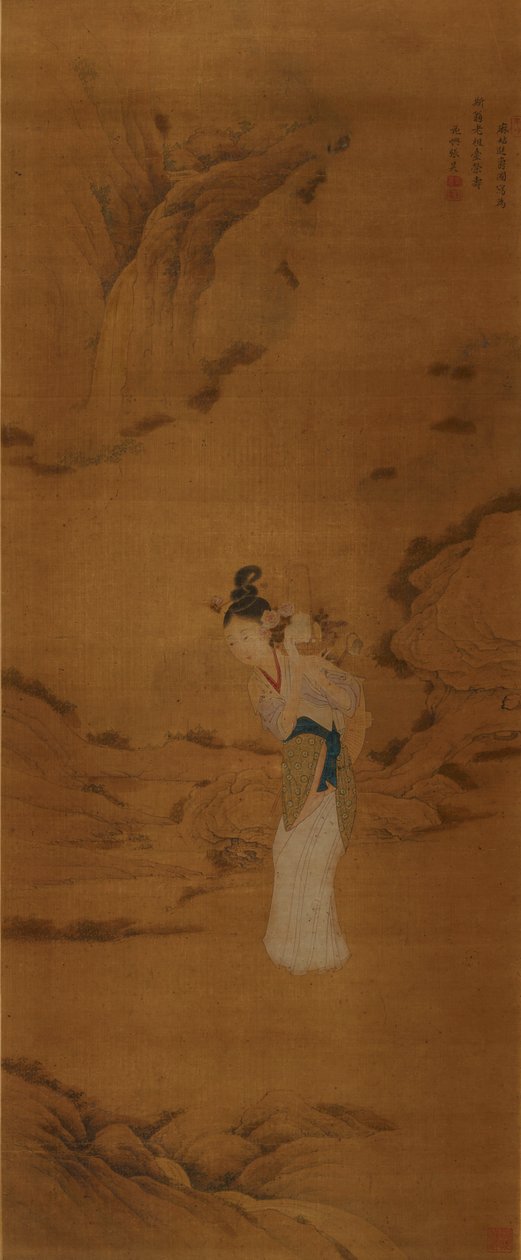 Die Göttin Magu mit einem Korb voller Blumen, Qing-Dynastie 1645-1911 von Unbekannt