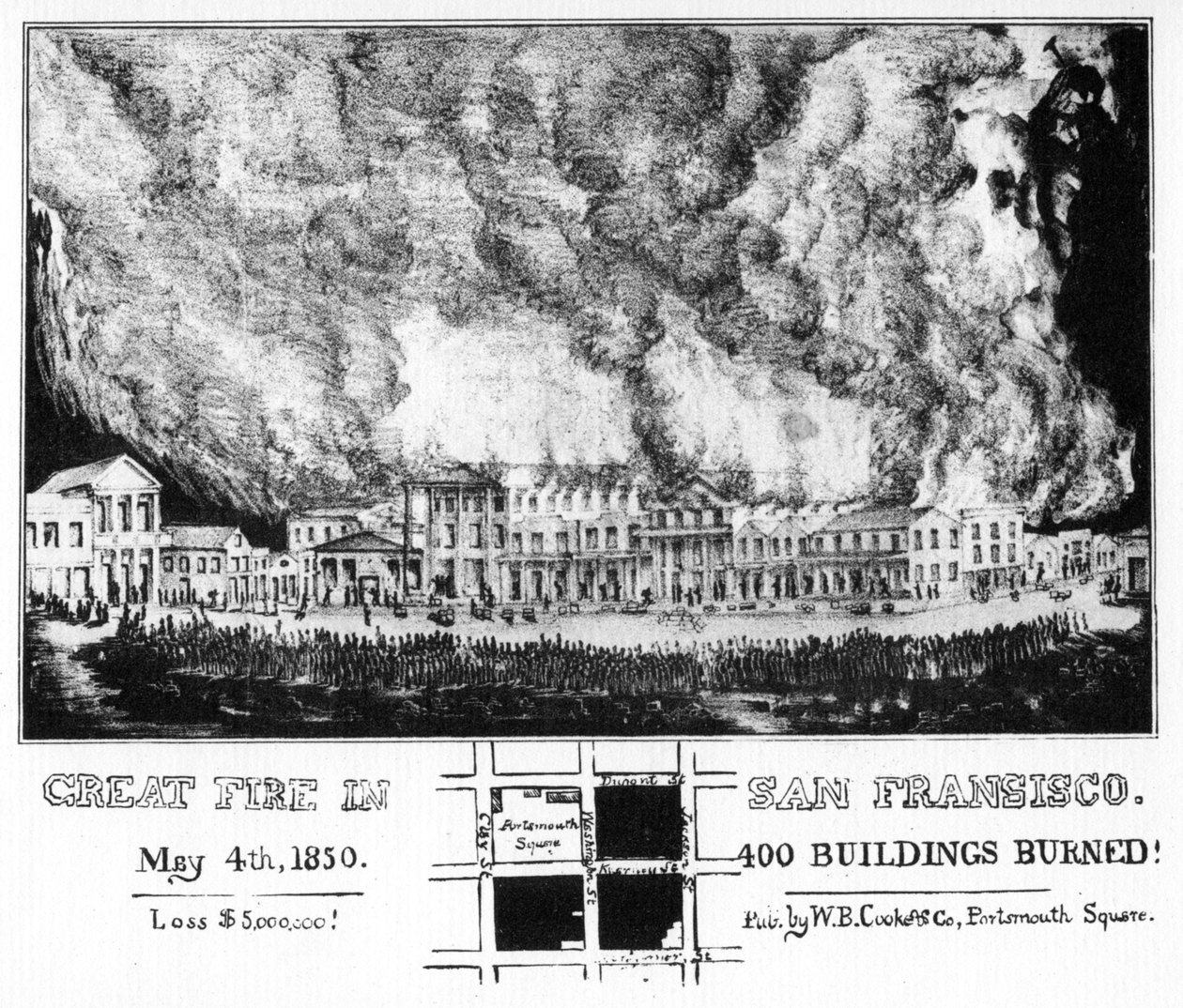 Das große Feuer in San Francisco, Kalifornien von Unbekannt