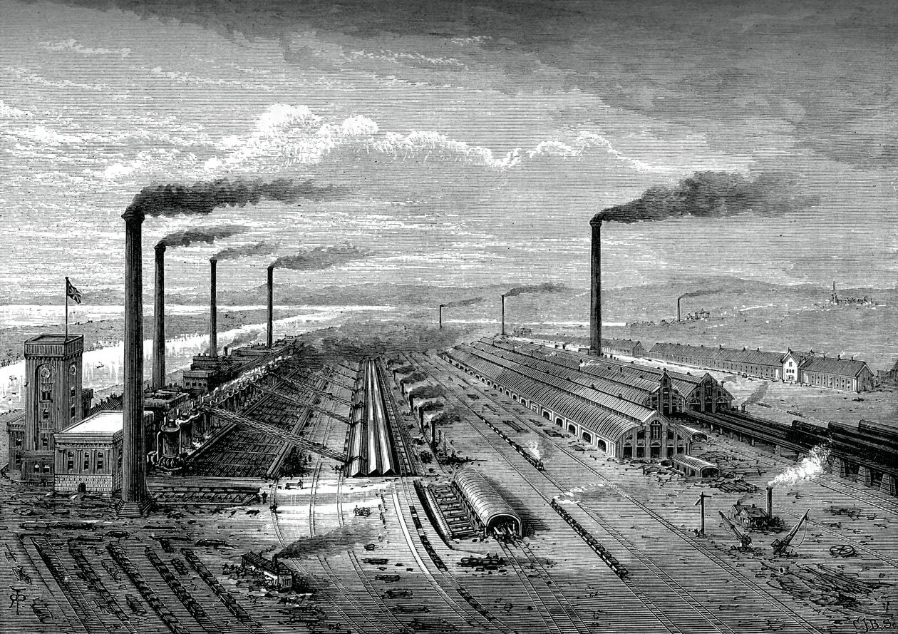 Die Eisen- und Stahlwerke in Barrow, ca. 1880 von Unbekannt