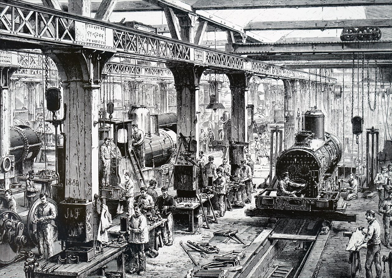 Die Fertigungshalle der Société Alsacienne de Constructions Mécaniques von Unbekannt