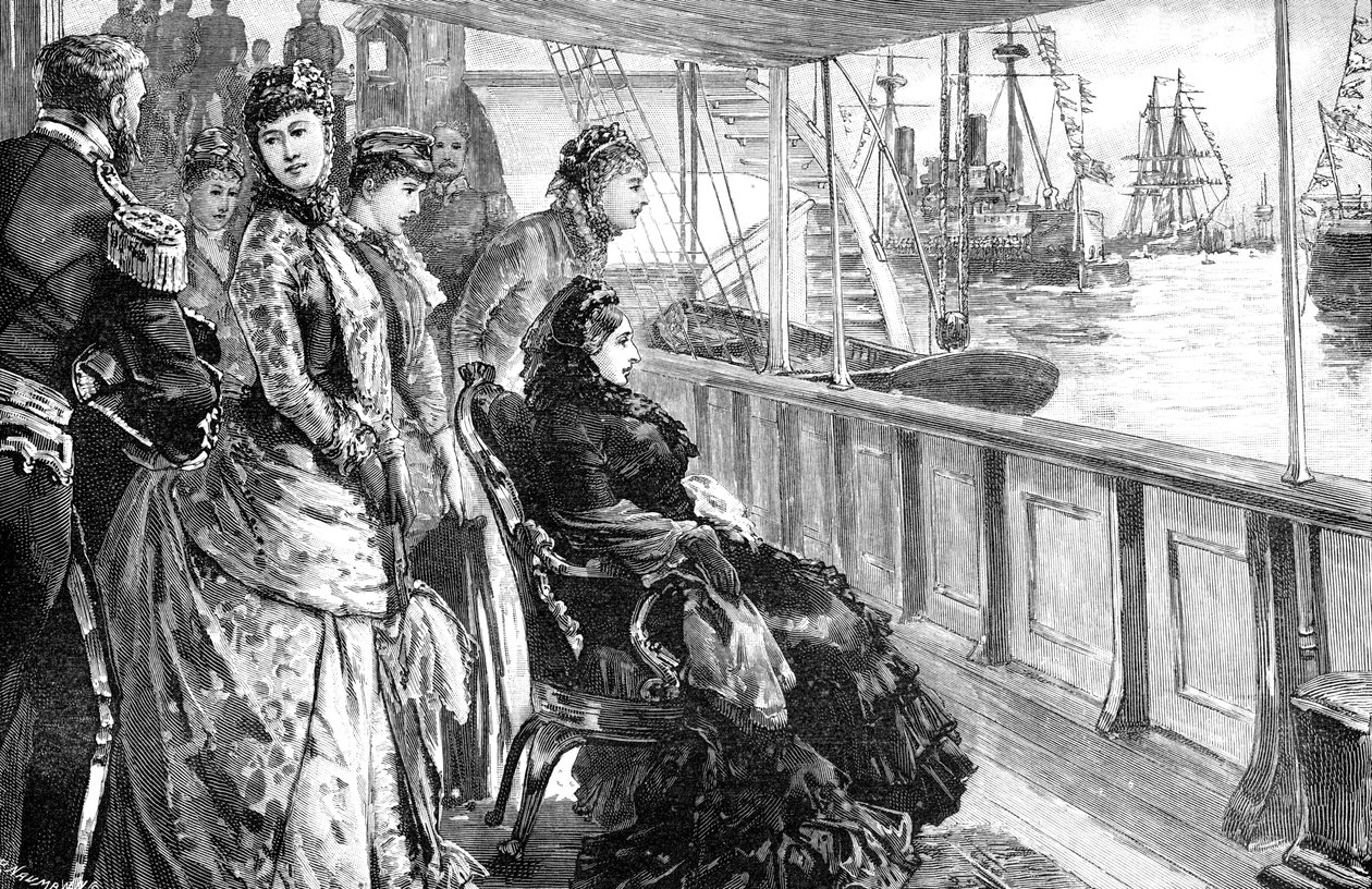 Die Königin inspiziert die Flotte bei Spithead, Hampshire, spätes 19. Jahrhundert, 1900 von Unbekannt