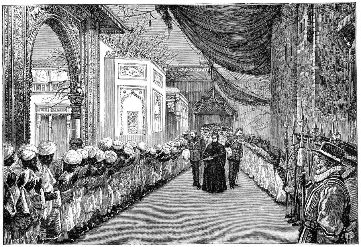 Der Besuch der Königin bei der Eröffnung der Indian and Colonial Exhibition, London, 1886, 1900 von Unbekannt