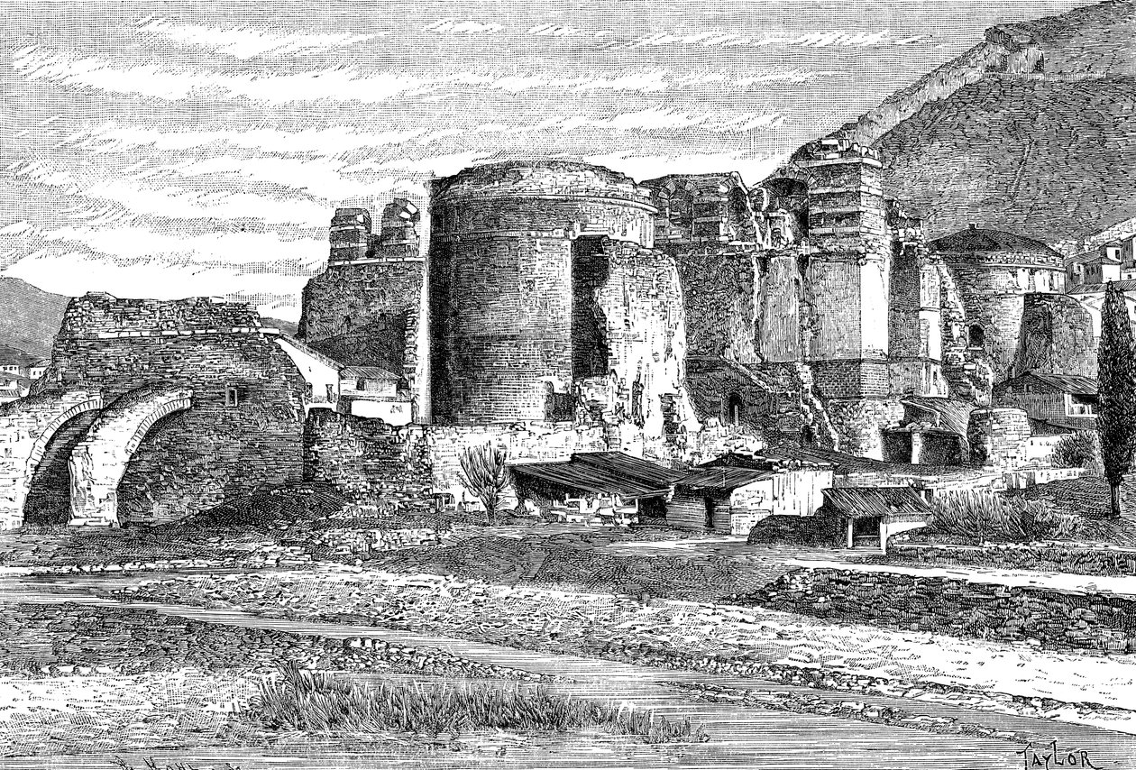 Die Ruinen der Basilika in Pergamon, Türkei von Unbekannt