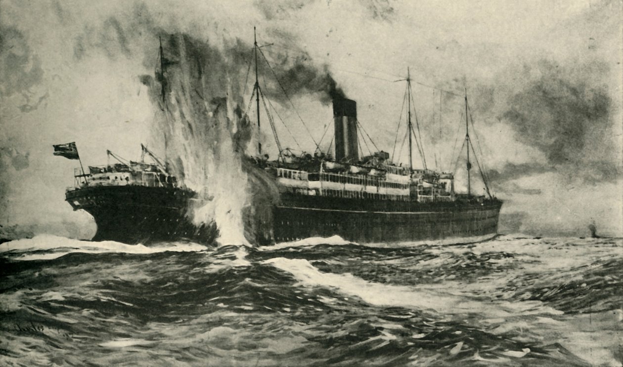 Das Sinken der SS Arabic, Erster Weltkrieg, 19. August 1915, ca. 1920 von Unbekannt