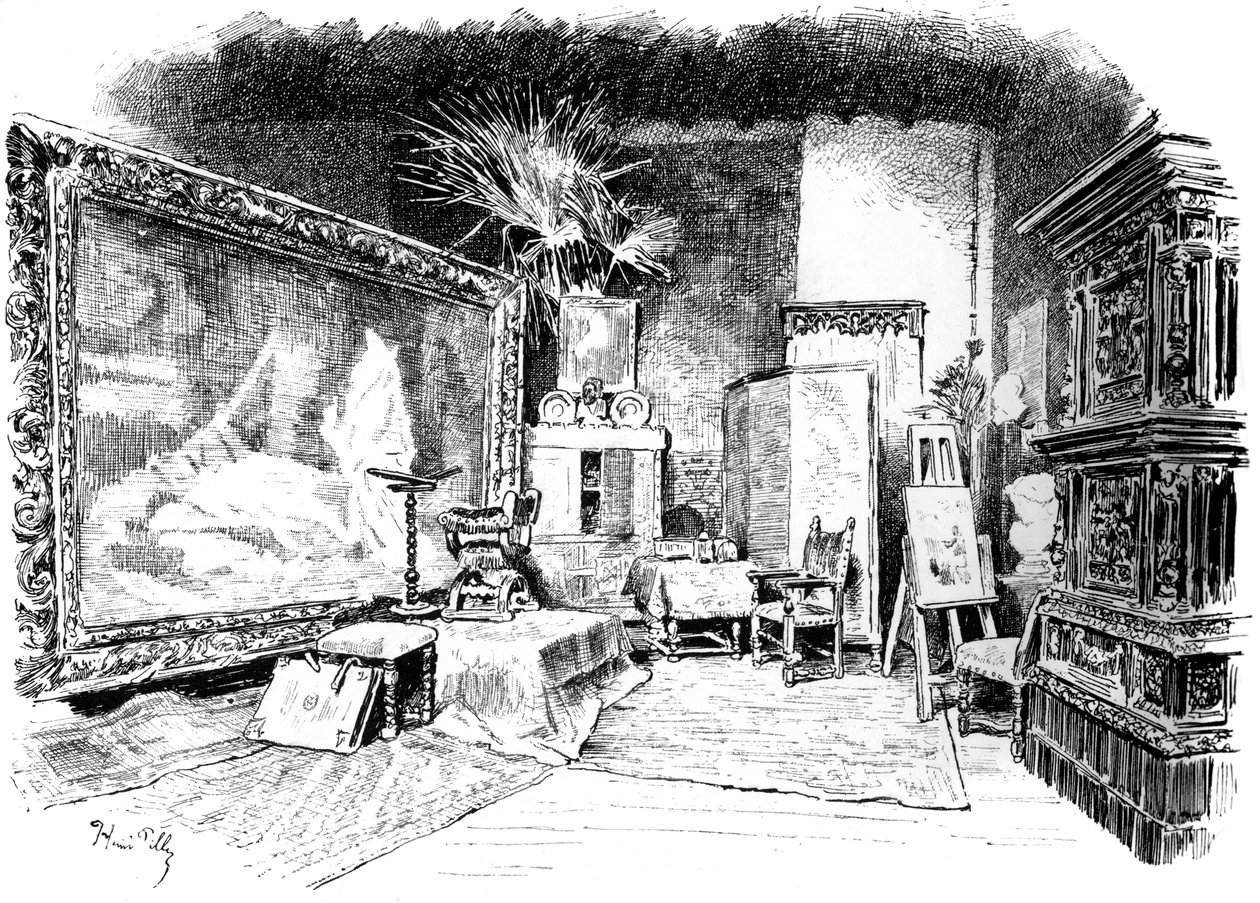 Das Atelier von Karl von Piloty, um 1880-1882 von Unbekannt