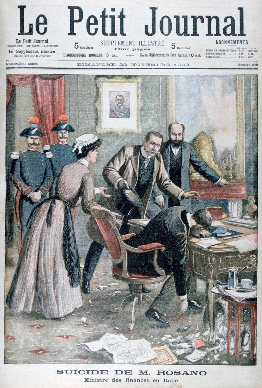 Der Selbstmord von Signor Rosano, italienischer Finanzminister, Neapel, 1903 von Unbekannt