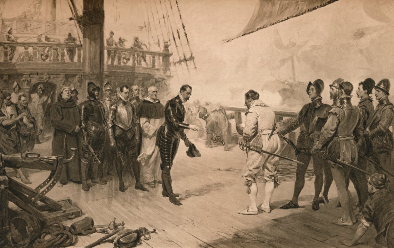 Die Kapitulation von Don Anton vor Sir Francis Drake, 1. März 1579 1905 von Unbekannt