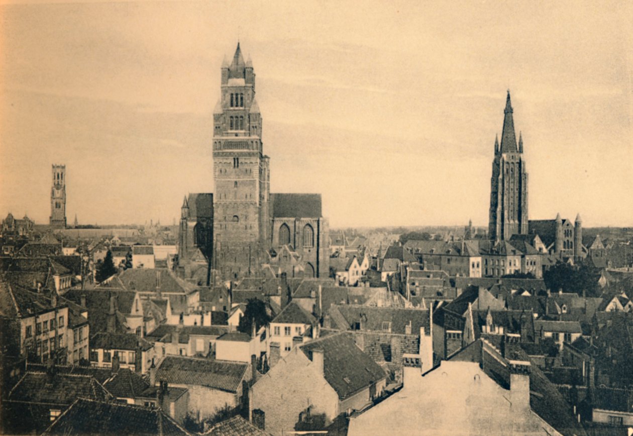 Die drei Türme: der Glockenturm, die Kathedrale und die Kirche Unserer Lieben Frau, ca. 1910 von Unbekannt