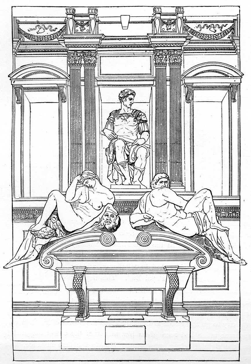 Das Grab von Julian de Medici in der neuen Sakristei der San Lorenzo Basilika, Florenz, 1882 von Unbekannt