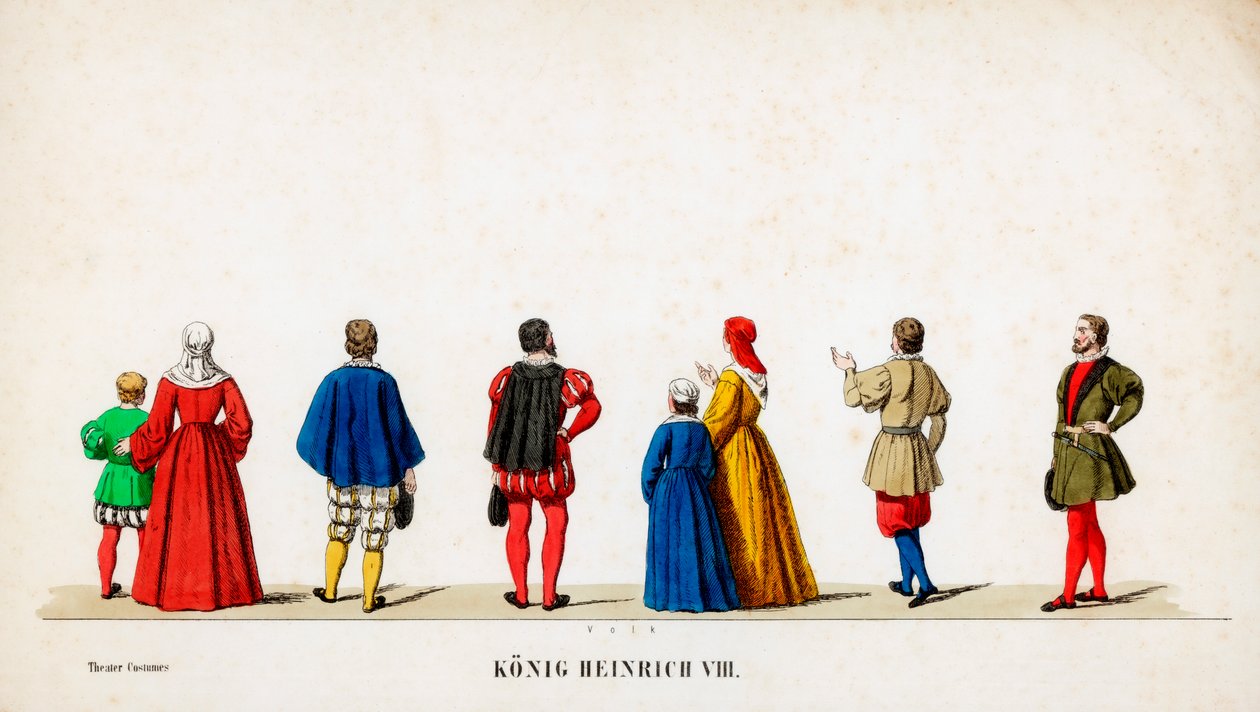 Theaterkostümentwürfe für Shakespeares Stück, Heinrich VIII., 19. Jahrhundert von Unbekannt