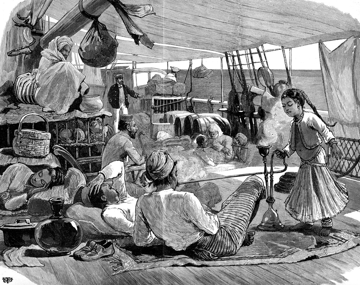 Dritte Klasse an Bord der Kilwa, Brindisi nach Burma, 1886 von Unbekannt