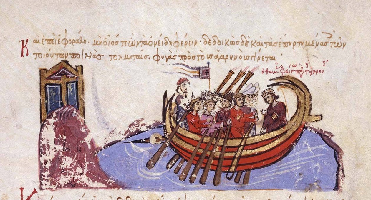 Thomas der Slawe flieht zu den Arabern, Miniatur aus dem Madrid Skylitzes, 11.-12. Jahrhundert von Unbekannt
