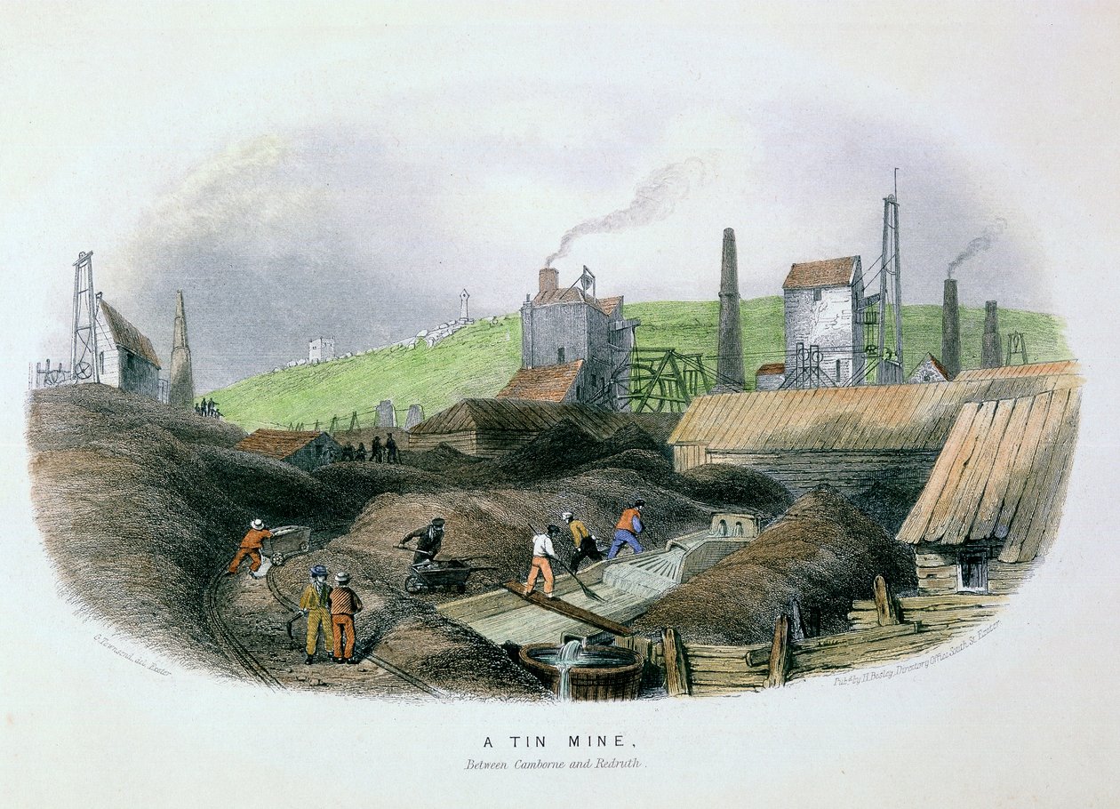Zinnmine zwischen Camborne und Redruth, Cornwall, ca. 1860 von Unbekannt