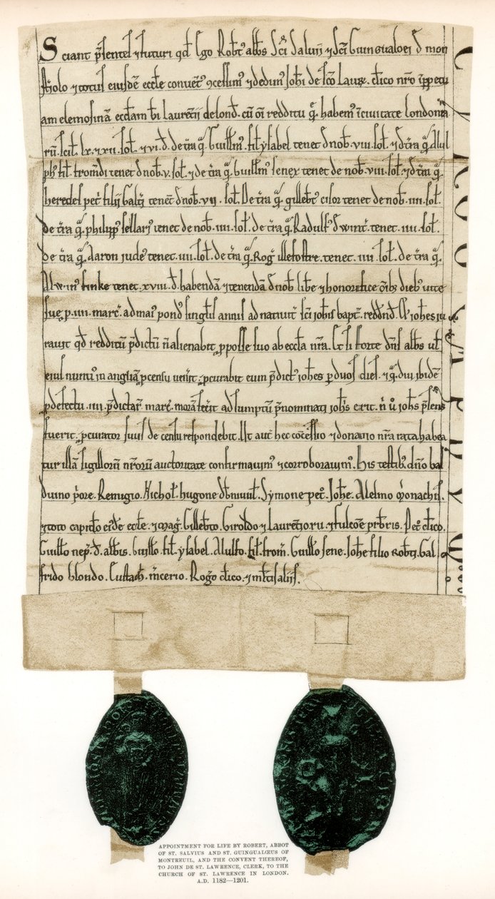 Grundstücksurkunde für Grundstücke rund um die Guildhall, City of London von Unbekannt