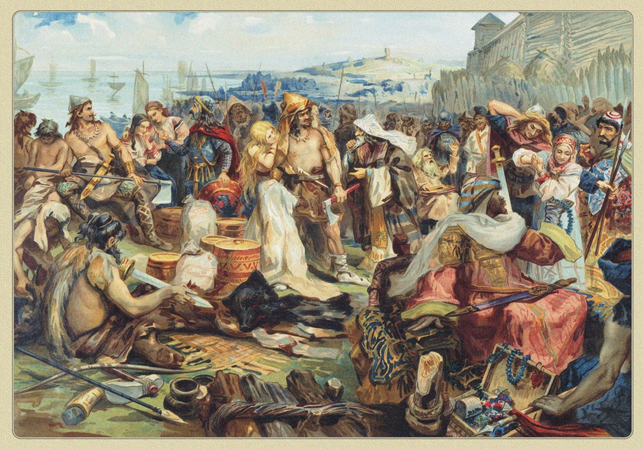 Handel in einem frühen ostslawischen Staat, 19. Jahrhundert von Unbekannt