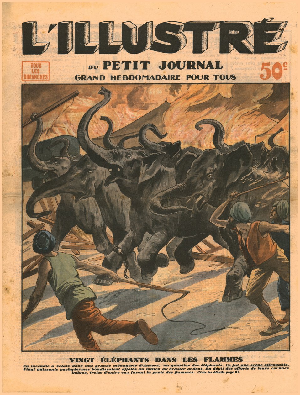 Zwanzig Elefanten in den Flammen, 1932 von Unbekannt