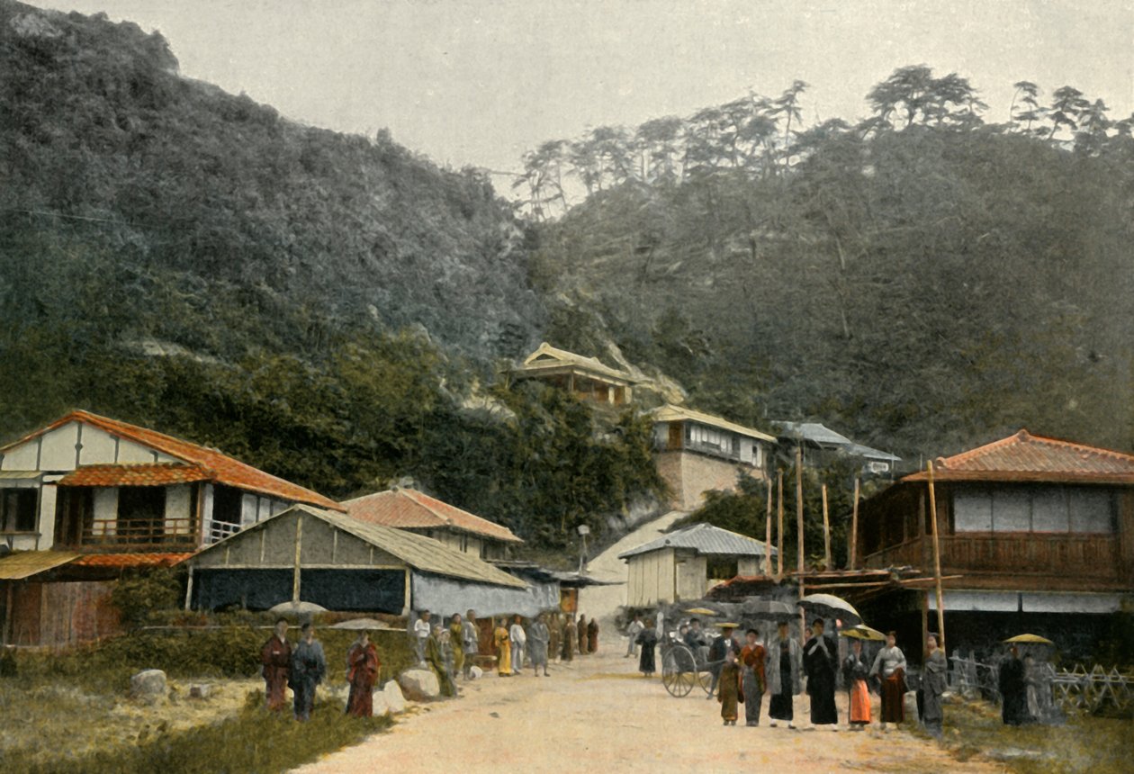 Une Rue A Nunobiki, Pres De Kobe, Eine Straße in Nunobiki, in der Nähe von Kobe, 1900 von Unbekannt