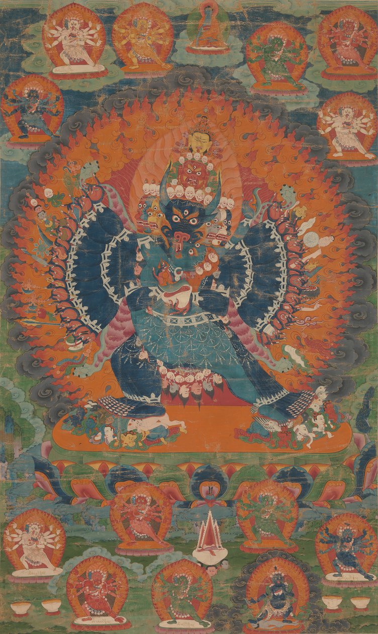 Vajrabhairava mit seiner Gefährtin Vajravetali, 18. Jahrhundert von Unbekannt