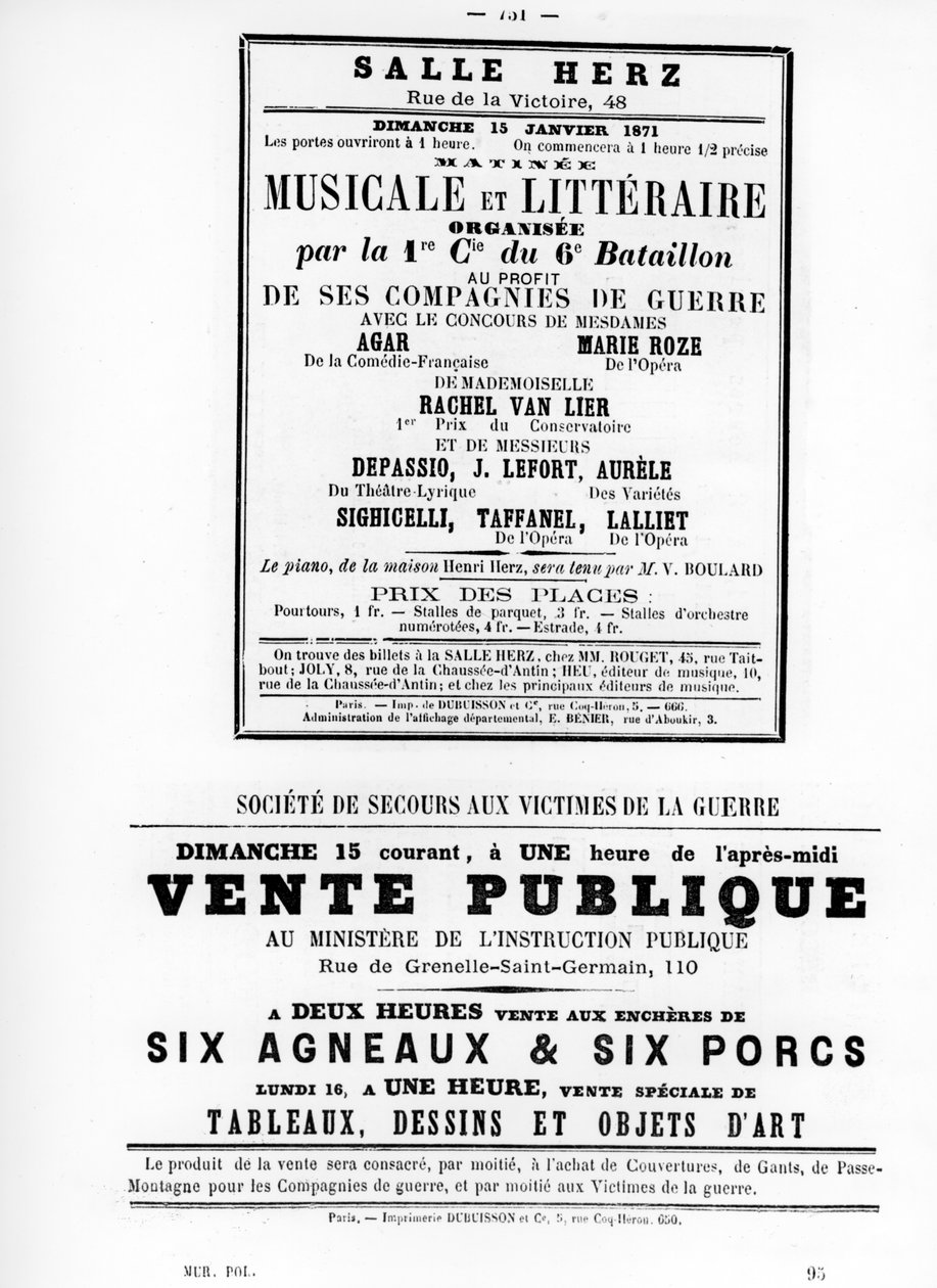 Vente Publique, aus französischen politischen Plakaten der Pariser Kommune, Mai 1871 von Unbekannt
