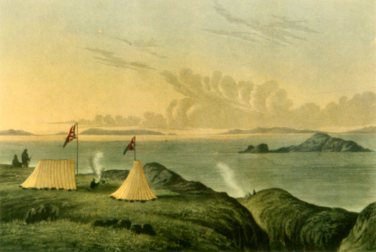Blick auf das Arktische Meer vom Mund des Kupferminenflusses, Mitternacht, Juli 1821, 1946 von Unbekannt