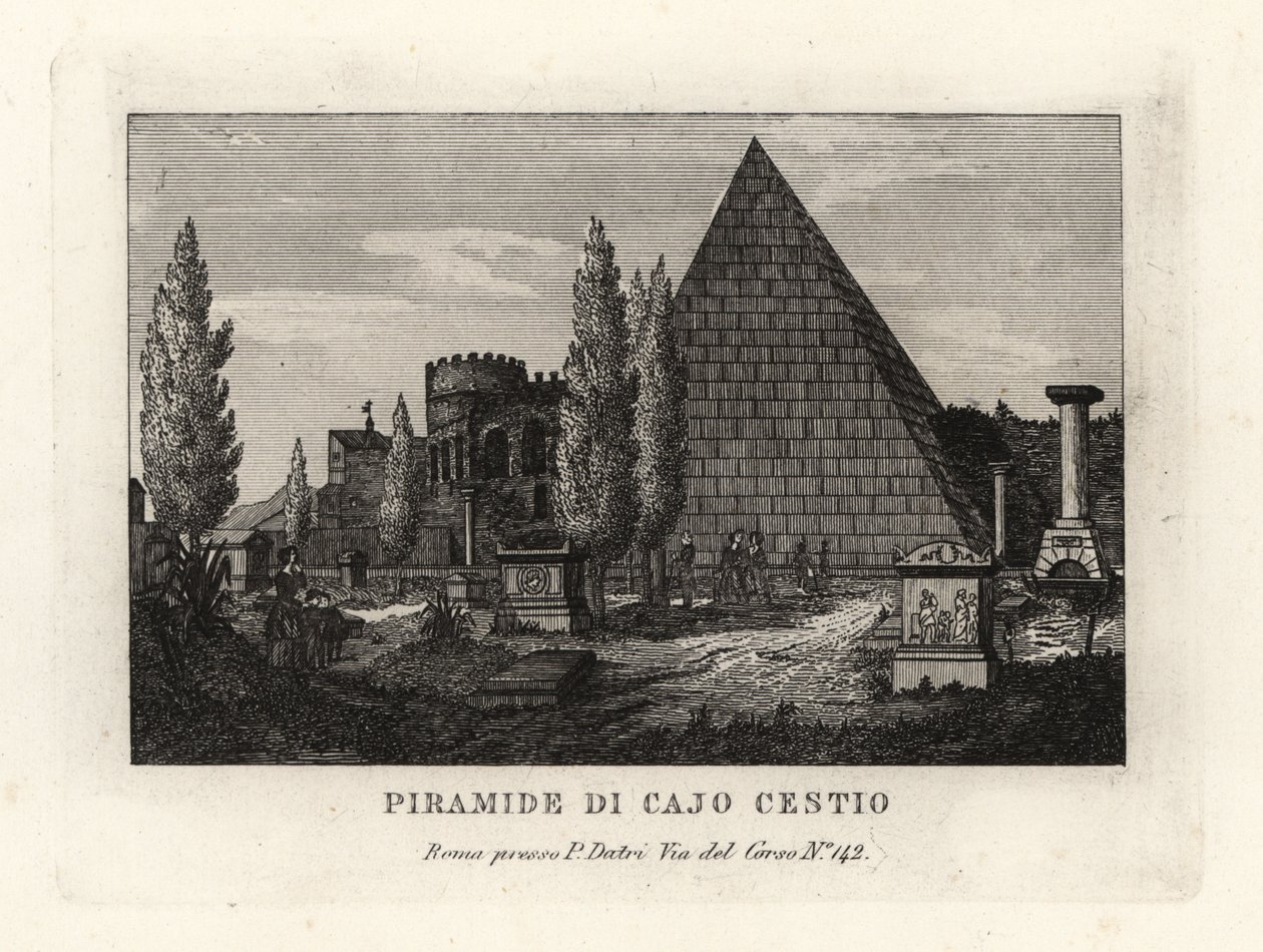 Blick auf die Pyramide des Cestius, Rom von Unbekannt