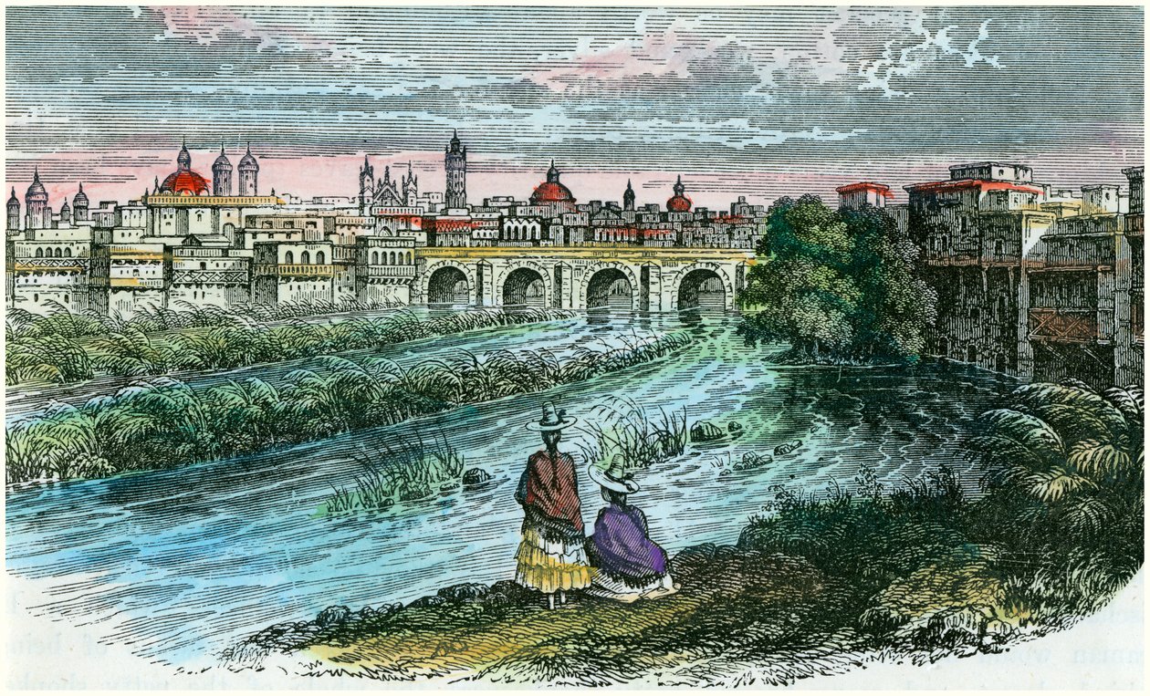 Ansicht der Stadt Lima, der Hauptstadt von Peru, vom Fluss Rimac von Unbekannt