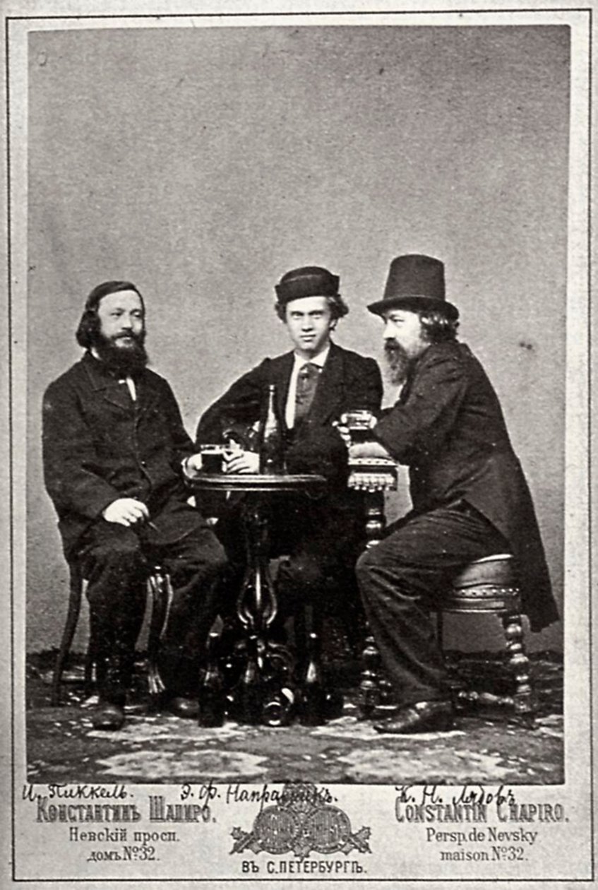 Geiger Johann Pickel mit den Komponisten Eduard Nápravník und Anatoly Lyadov, 19. Jahrhundert von Unbekannt