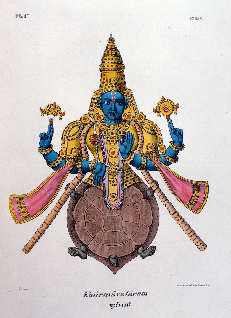 Vishnu, einer der Götter der hinduistischen Trinität Trimurti, 1828 von Unbekannt