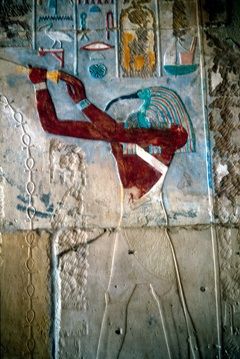 Wandmalerei, die den Gott Thot darstellt, Tempel von Ramses III, Medinet Habu, Ägypten von Unbekannt