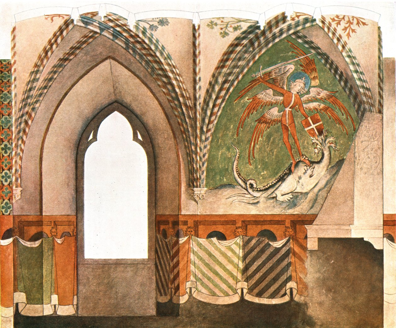 Wandmalerei in der Burg Lochstedt, Pillau, Deutschland von Unbekannt