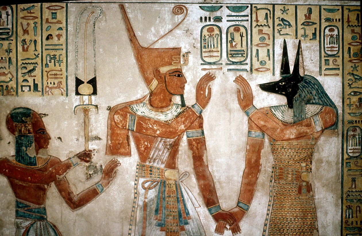 Wandmalerei aus dem Grab des Sohnes von Ramses III., Tal der Königinnen, Luxor, Ägypten, ca. 12. Jahrhundert v. Chr. von Unbekannt