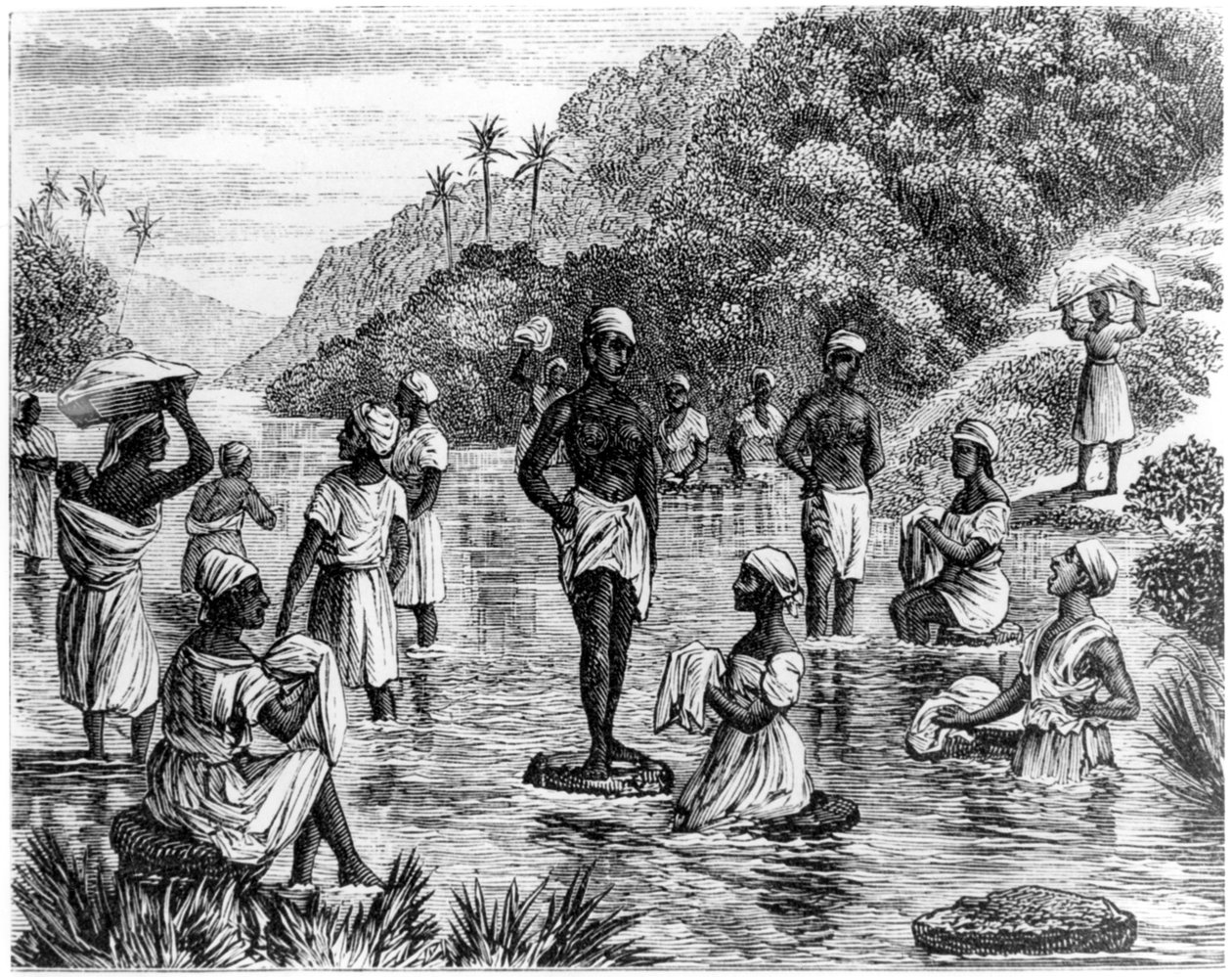 Wäsche waschen, Santo Domingo, 1873 von Unbekannt