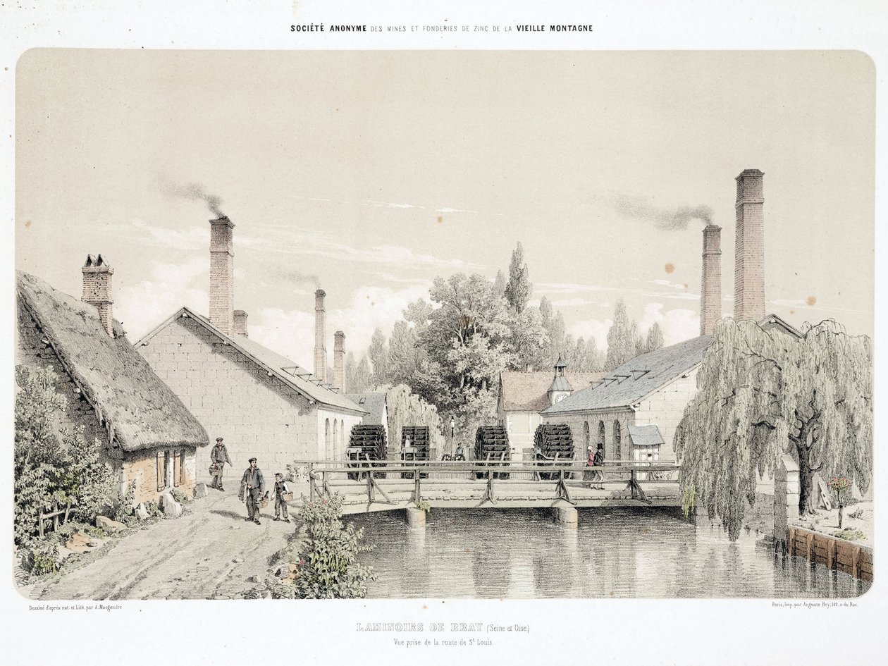 Wasserkraft, vor 1900 Walzwerke in Bray, Frankreich von Unbekannt