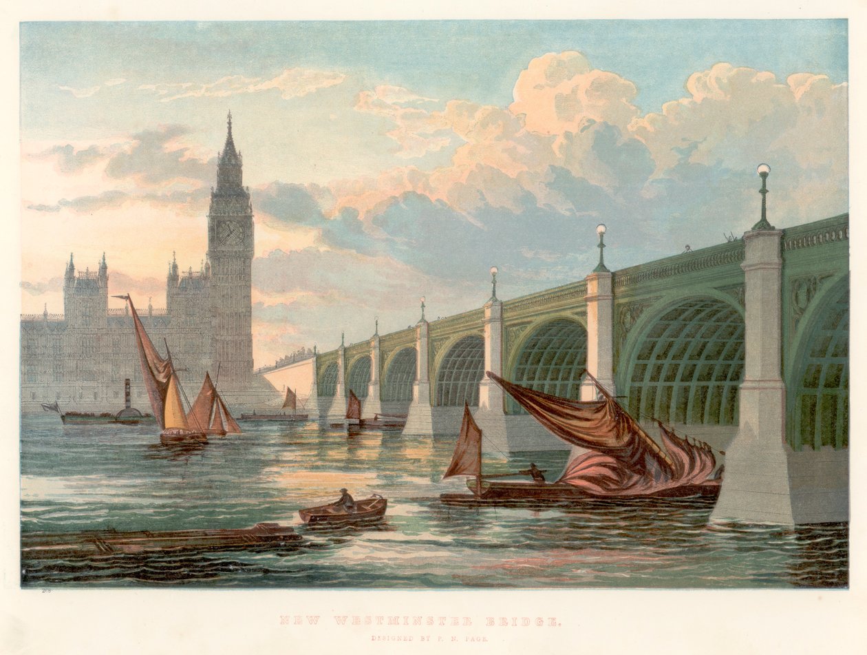 Westminster Bridge, London, Blick von der Südbank der Themse, 1858 von Unbekannt