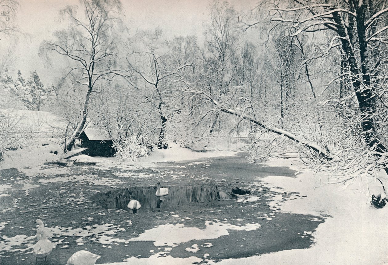 Winteransicht des Freilichtmuseums in Skansen, ca. 1900 von Unbekannt